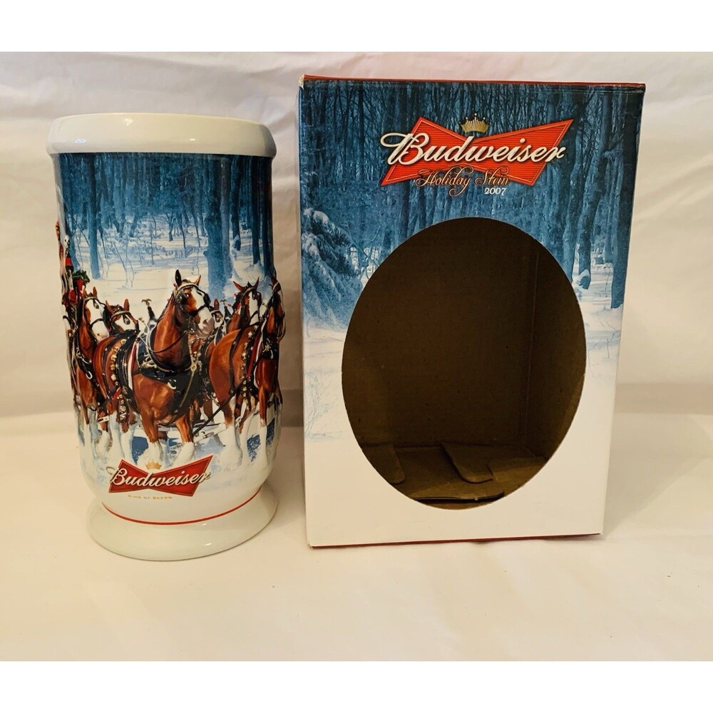 2007 Budweiser Holiday Stein Christmas Clydesdales Winter's Calm with Box